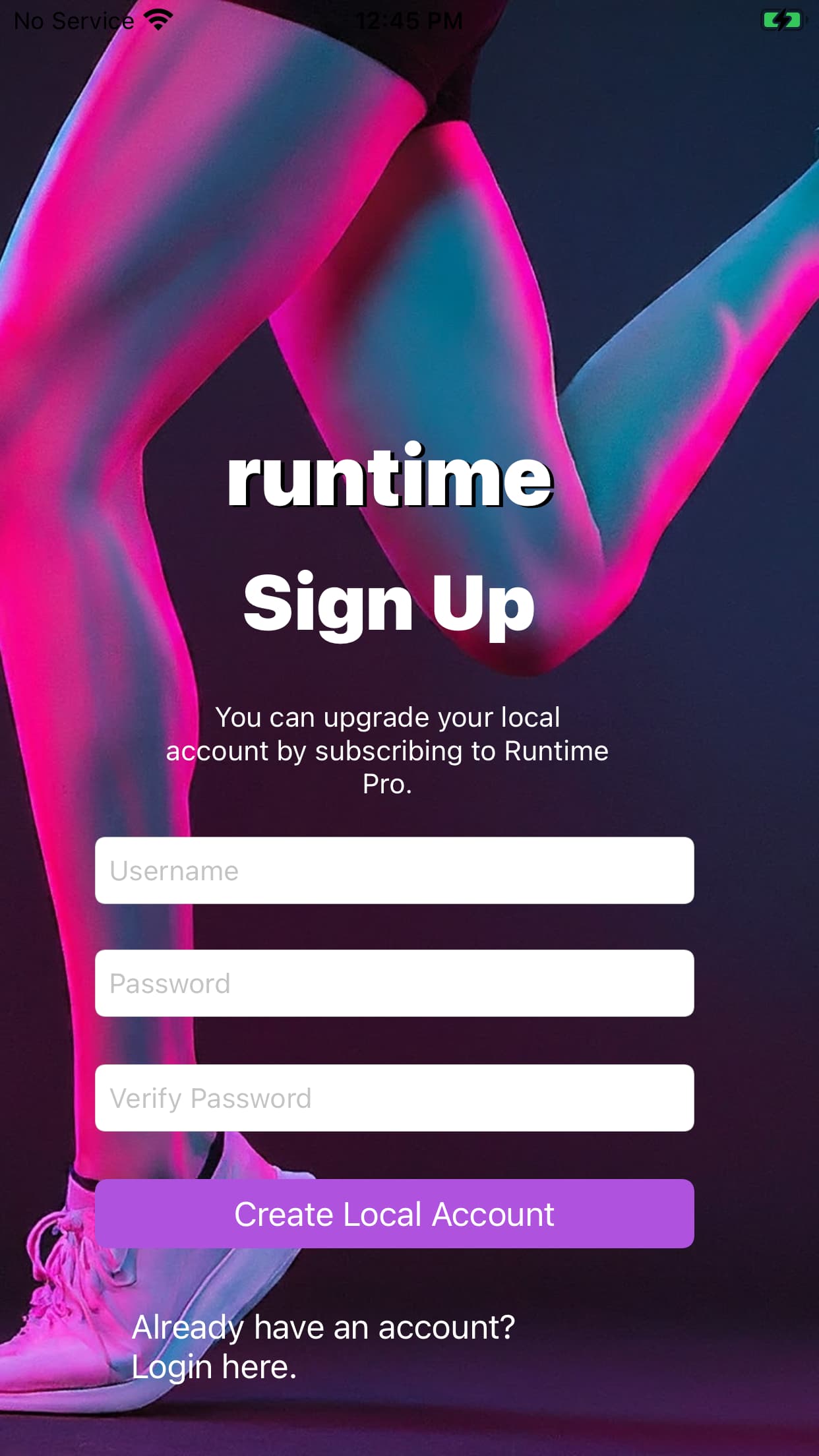 Runtime register screen